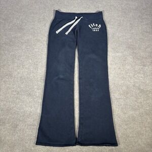 Abercrombie Kids Sweatpants Youth Small Flared Navy Blue Fleece Embroidered Y2K